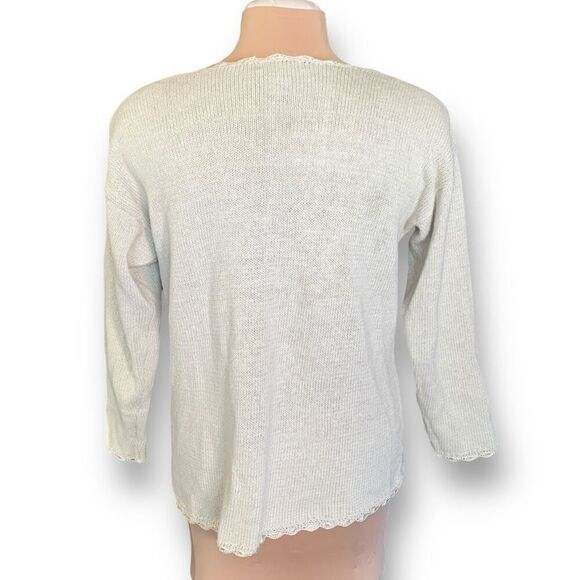 Vintage Cream Cardigan with Pink and Yellow Floral Embroidery - Picture 4 of 10